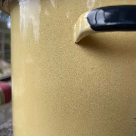 Vtg Enamelware Stock Pot Canning Butter Yellow Porcelain Enamel Lid Large 10 Qt - Picture 8 of 11